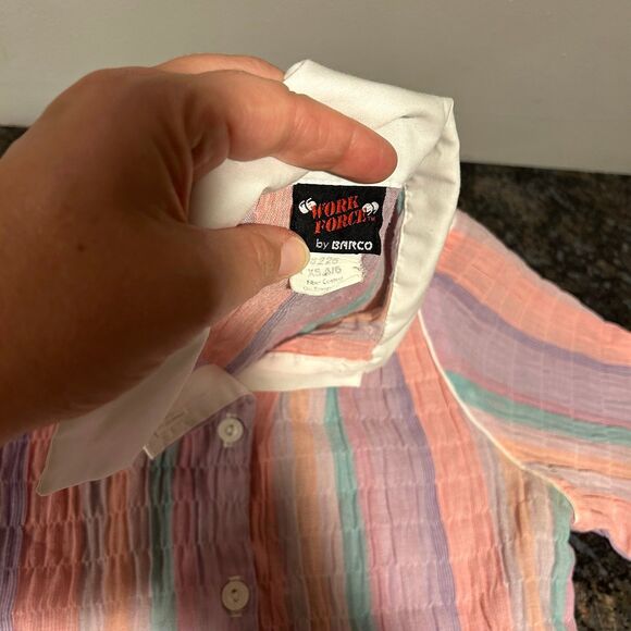 Lot of 2 Vintage Work Force by Barco Uniform Tops Plaid white cuffs XS Womens - Picture 3 of 10